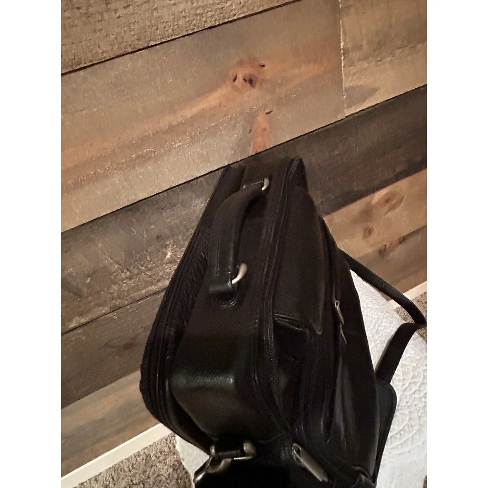Wilsons Leather‎ Black Messenger Bag Multi Pocket Organizer Briefcase